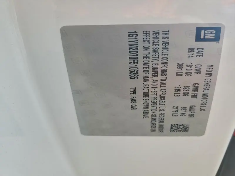 2015 CHEVROLET CORVETTE STINGRAY Z51 3LT  