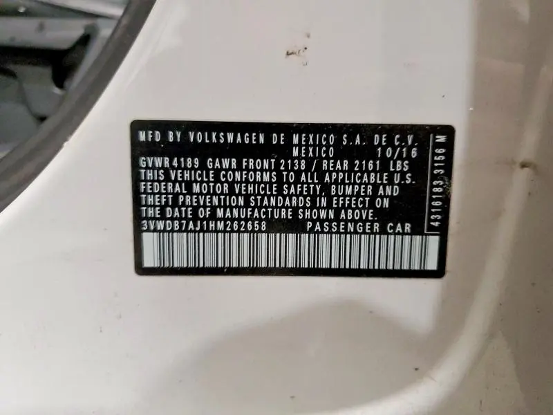 2017 VOLKSWAGEN JETTA SE  