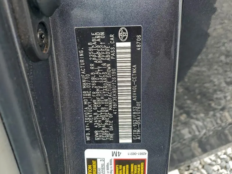 2011 TOYOTA CAMRY BASE  