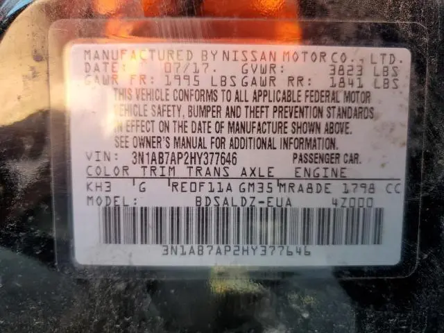 2017 NISSAN SENTRA S  