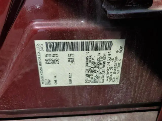 2012 NISSAN ALTIMA BASE  