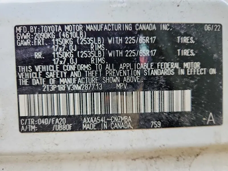 2022 TOYOTA RAV4 XLE  