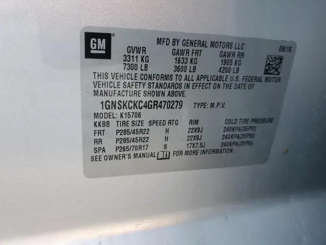 2016 CHEVROLET TAHOE K1500 LTZ  