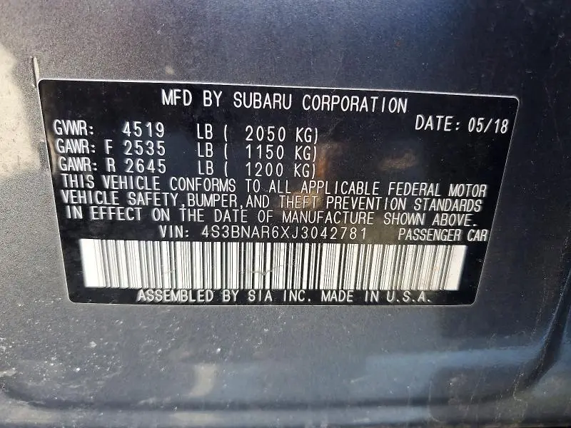 2018 SUBARU LEGACY SPORT  