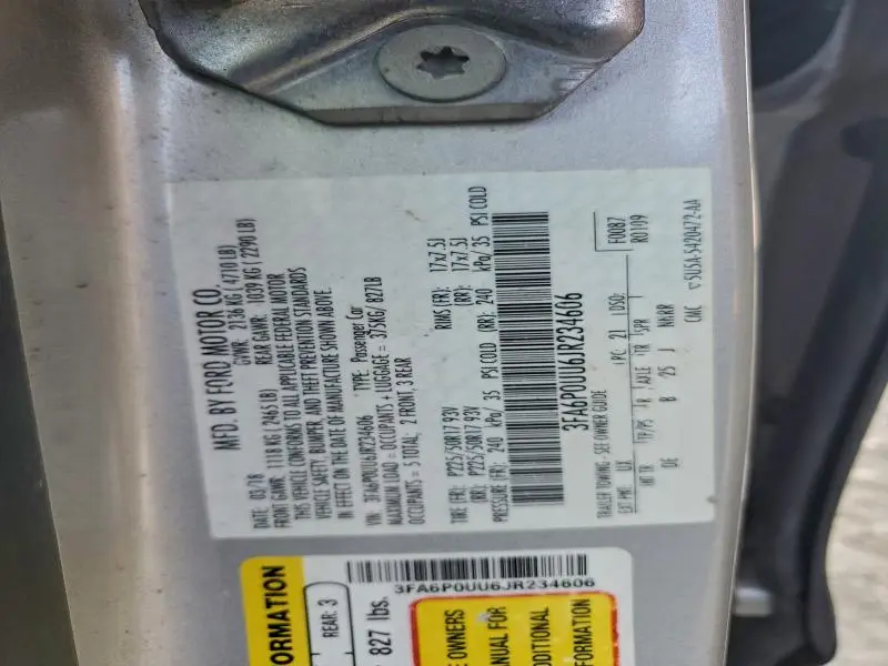 2018 FORD FUSION S HYBRID  