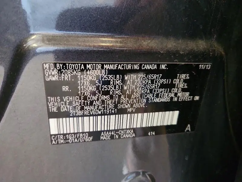 2013 TOYOTA RAV4 LE  