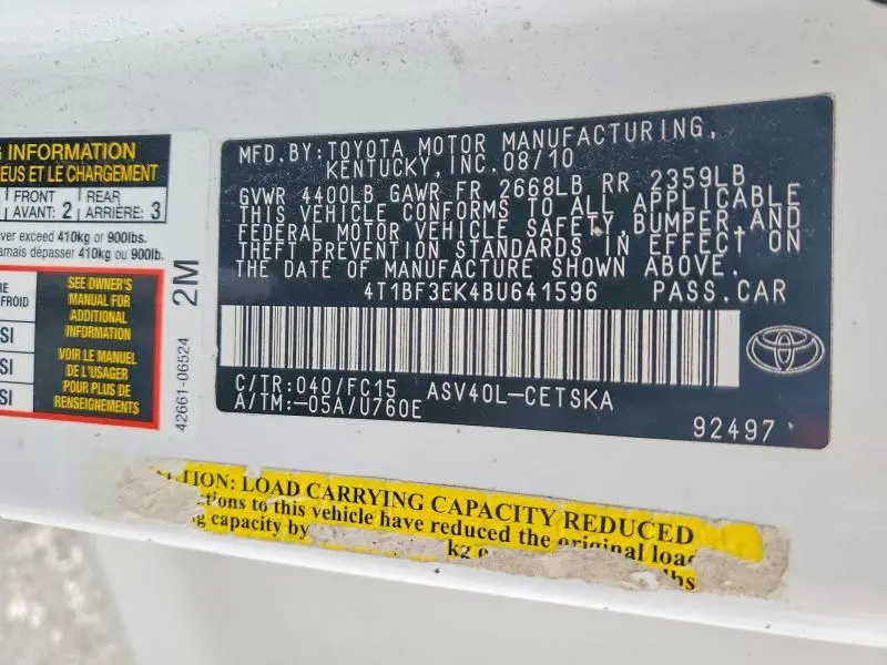 2011 TOYOTA CAMRY SE  
