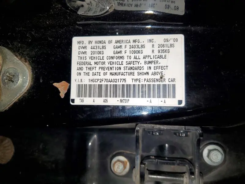 2010 HONDA ACCORD EX  