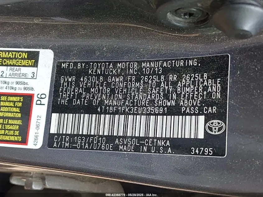 2014 TOYOTA CAMRY LE