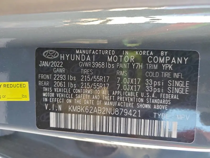 2022 HYUNDAI KONA SEL  
