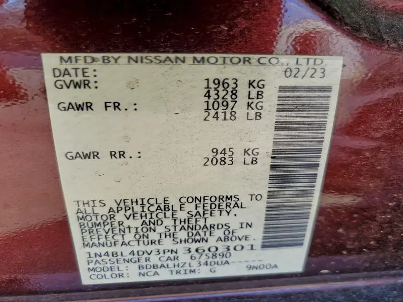 2023 NISSAN ALTIMA SV  