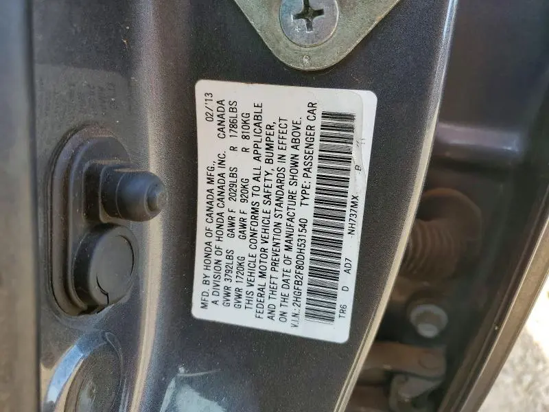 2013 HONDA CIVIC EX  