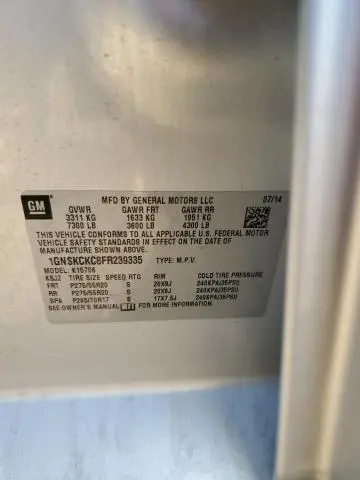 2015 CHEVROLET TAHOE K1500 LTZ  