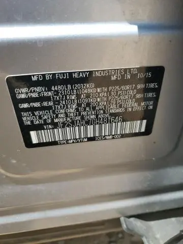 2016 SUBARU FORESTER 2.5I LIMITED  