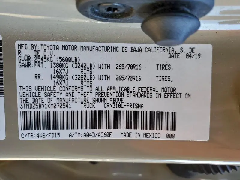 2019 TOYOTA TACOMA DOUBLE CAB  