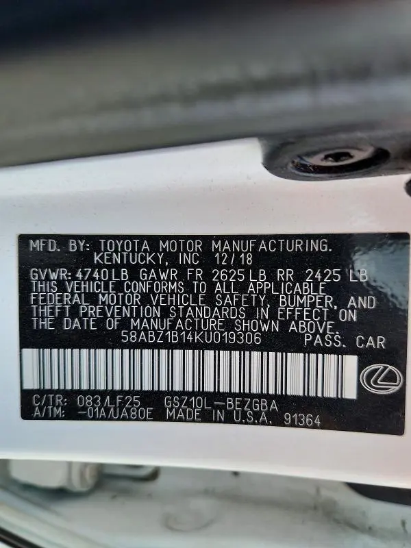 2019 LEXUS ES 350  