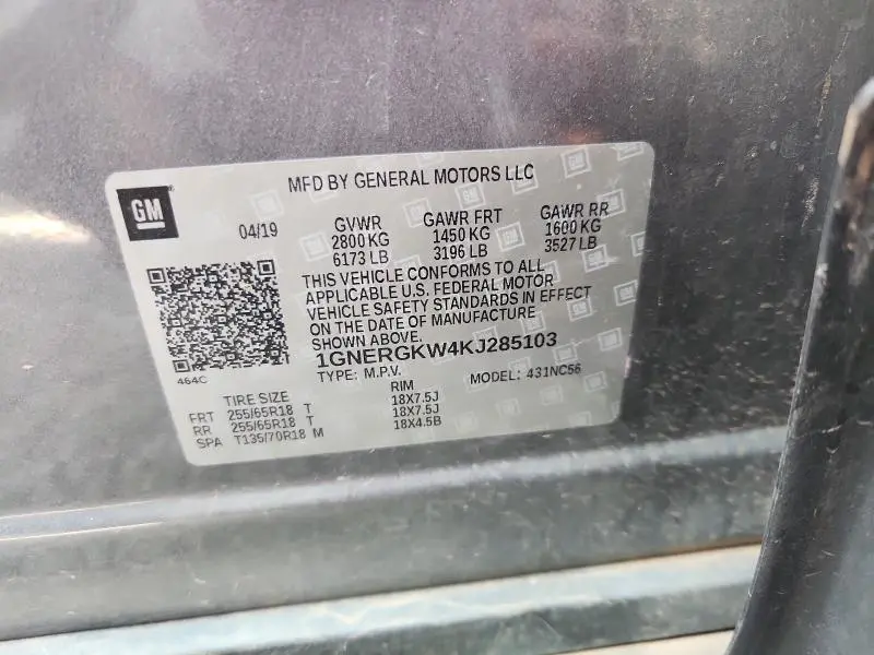 2019 CHEVROLET TRAVERSE LT  