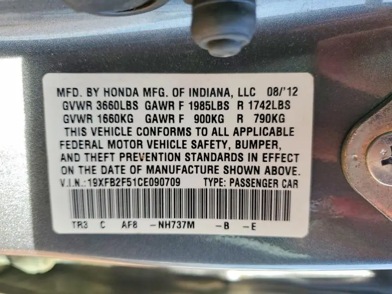2012 HONDA CIVIC LX  