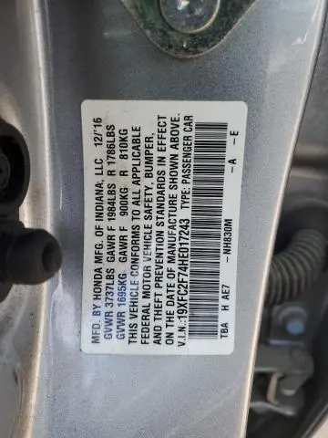 2017 HONDA CIVIC EX  