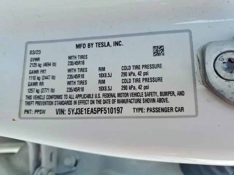 2023 TESLA MODEL 3   