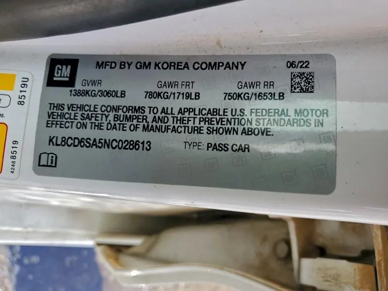 2022 CHEVROLET SPARK 1LT  