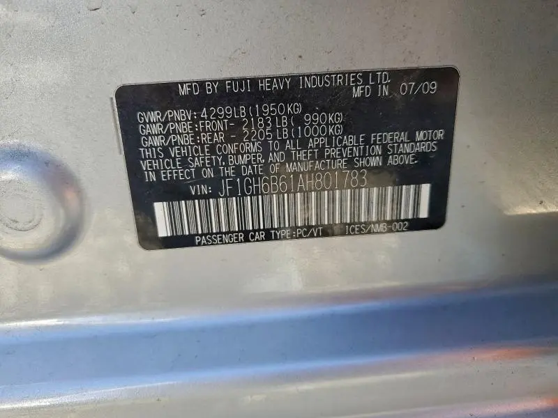 2010 SUBARU IMPREZA 2.5I PREMIUM  