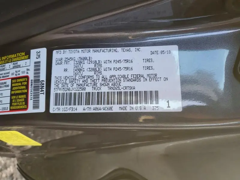 2018 TOYOTA TACOMA ACCESS CAB  