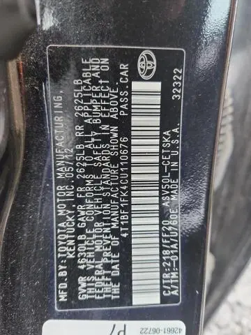 2012 TOYOTA CAMRY BASE  