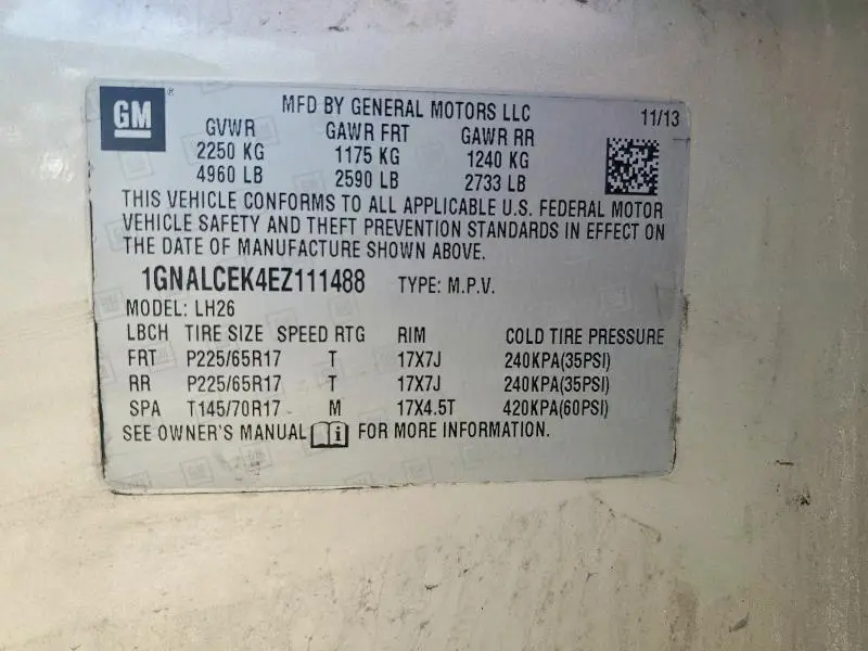 2014 CHEVROLET EQUINOX LT  