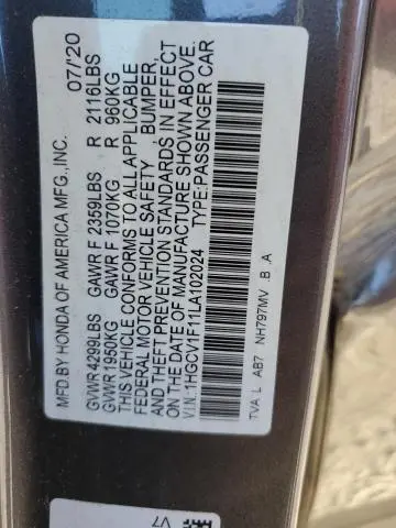 2020 HONDA ACCORD LX  