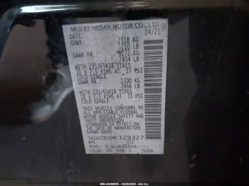 2021 NISSAN MURANO SV FWD