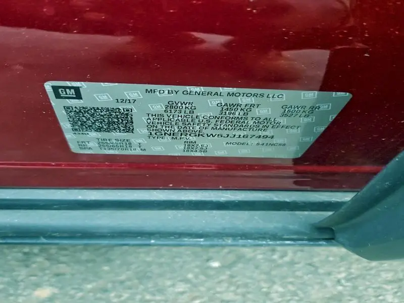 2018 CHEVROLET TRAVERSE LT  