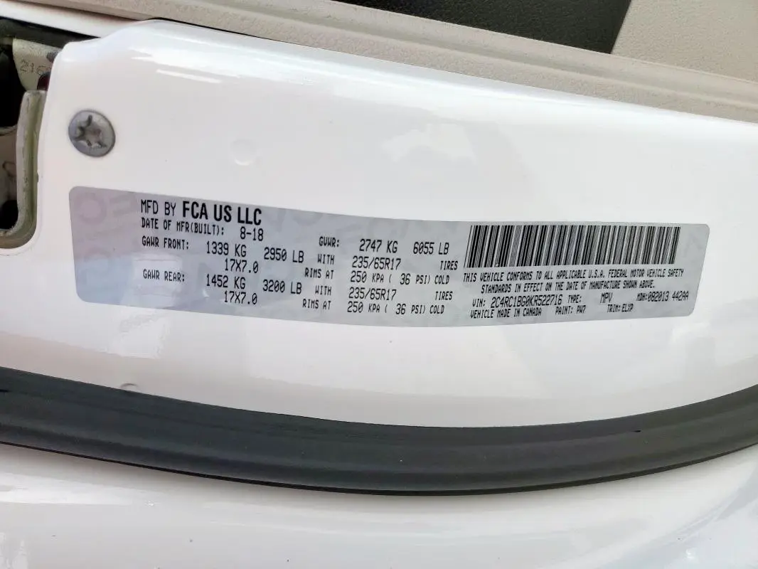 2019 CHRYSLER PACIFICA TOURING L  