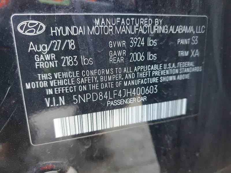 2018 HYUNDAI ELANTRA SEL  