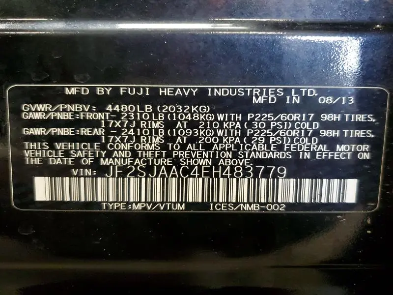 2014 SUBARU FORESTER 2.5I  