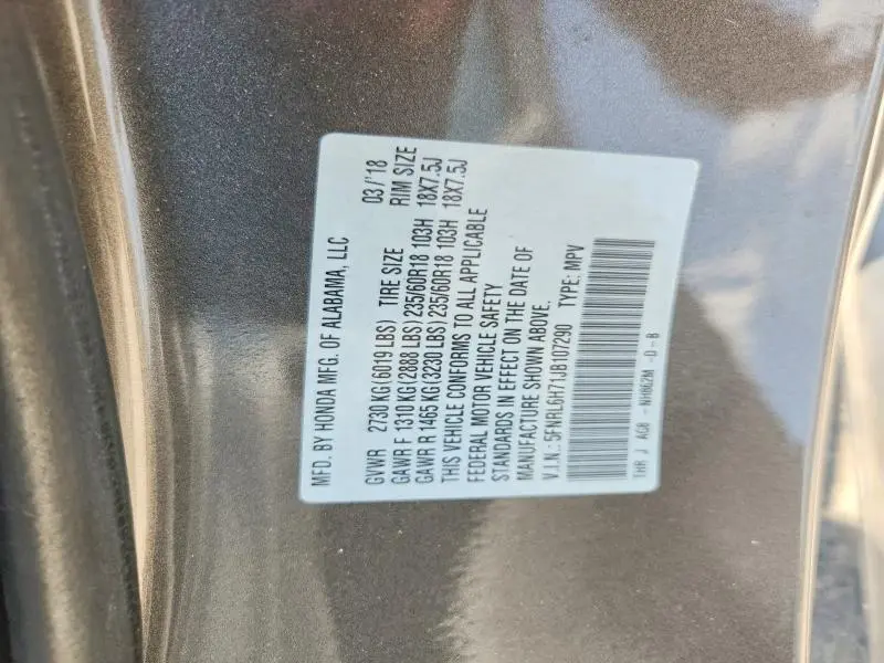 2018 HONDA ODYSSEY EXL  