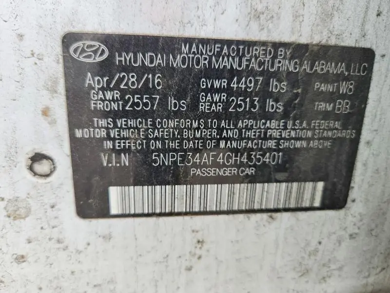 2016 HYUNDAI SONATA SPORT  