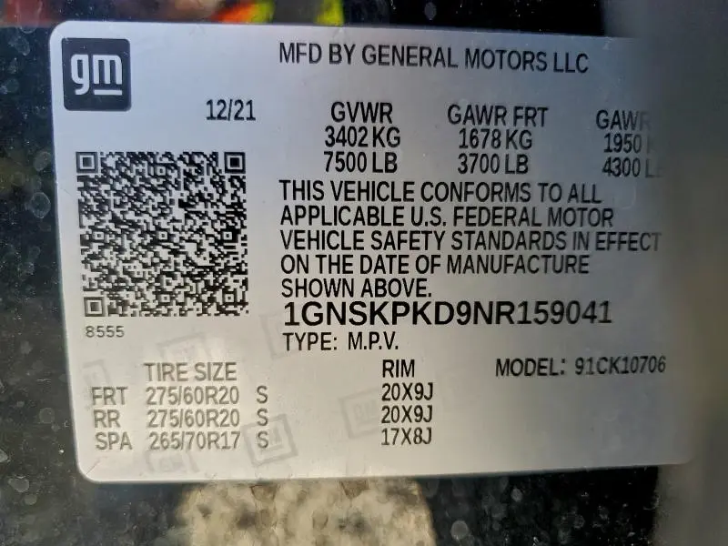 2022 CHEVROLET TAHOE K1500 Z71  