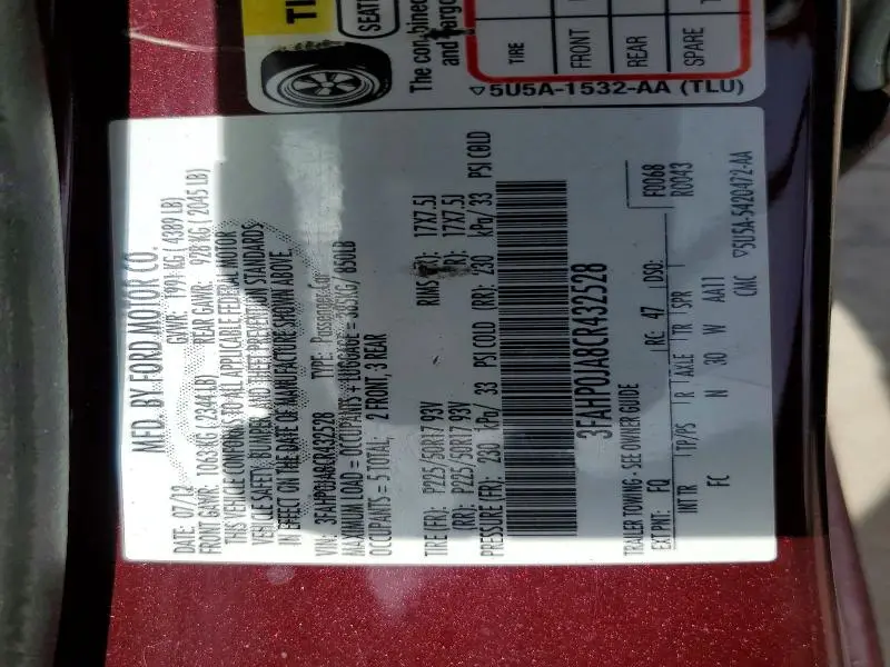 2012 FORD FUSION SEL  