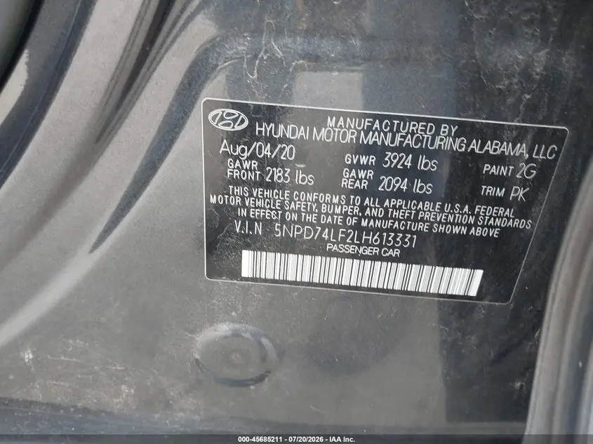 2020 HYUNDAI ELANTRA SE