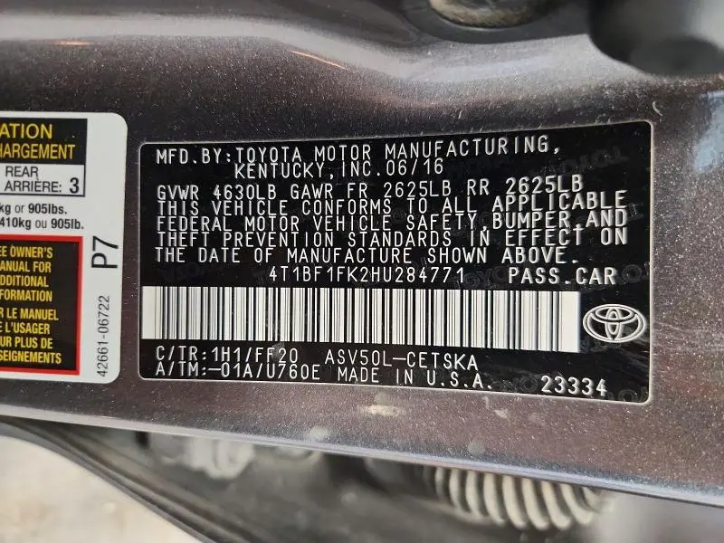 2017 TOYOTA CAMRY SE  
