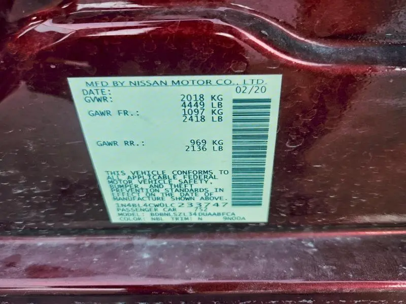 2020 NISSAN ALTIMA SR  