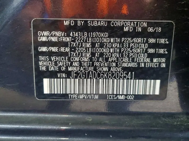 2019 SUBARU CROSSTREK PREMIUM  