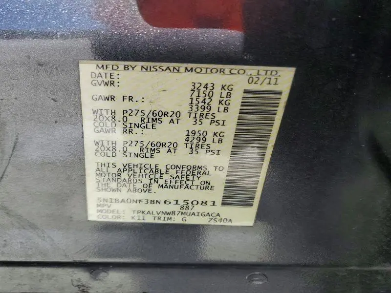 2011 NISSAN ARMADA PLATINUM  