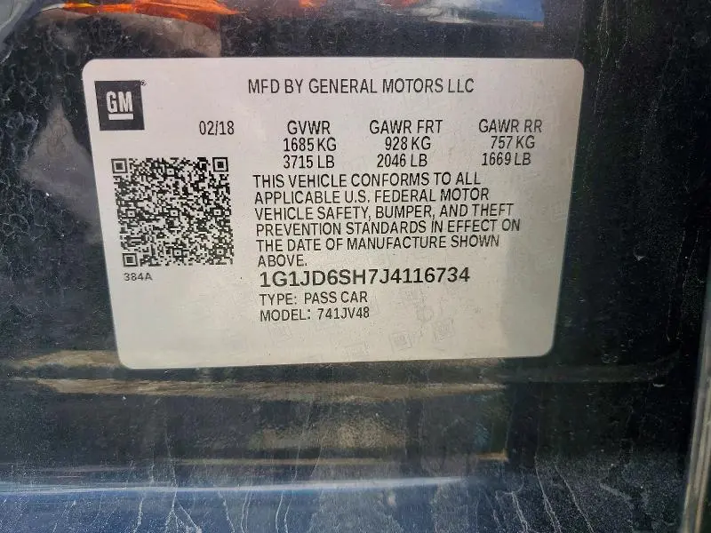 2018 CHEVROLET SONIC LT  