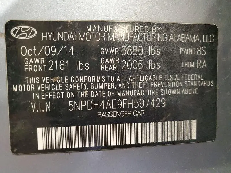 2015 HYUNDAI ELANTRA SE  