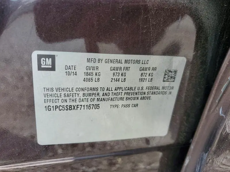 2015 CHEVROLET CRUZE LT  