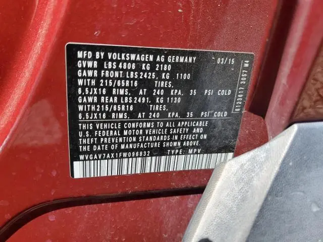 2015 VOLKSWAGEN TIGUAN S  