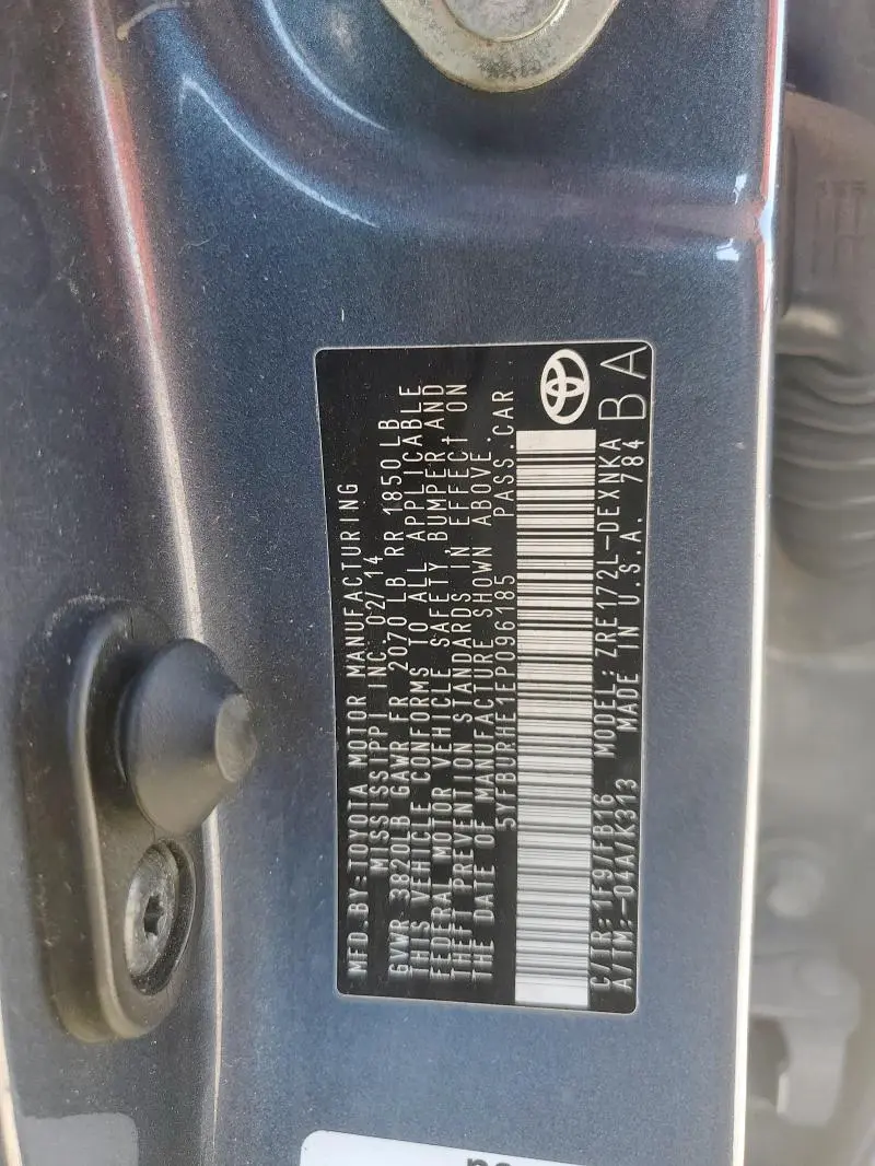 2014 TOYOTA COROLLA L  