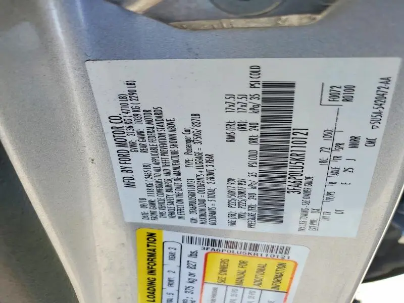 2019 FORD FUSION SE  